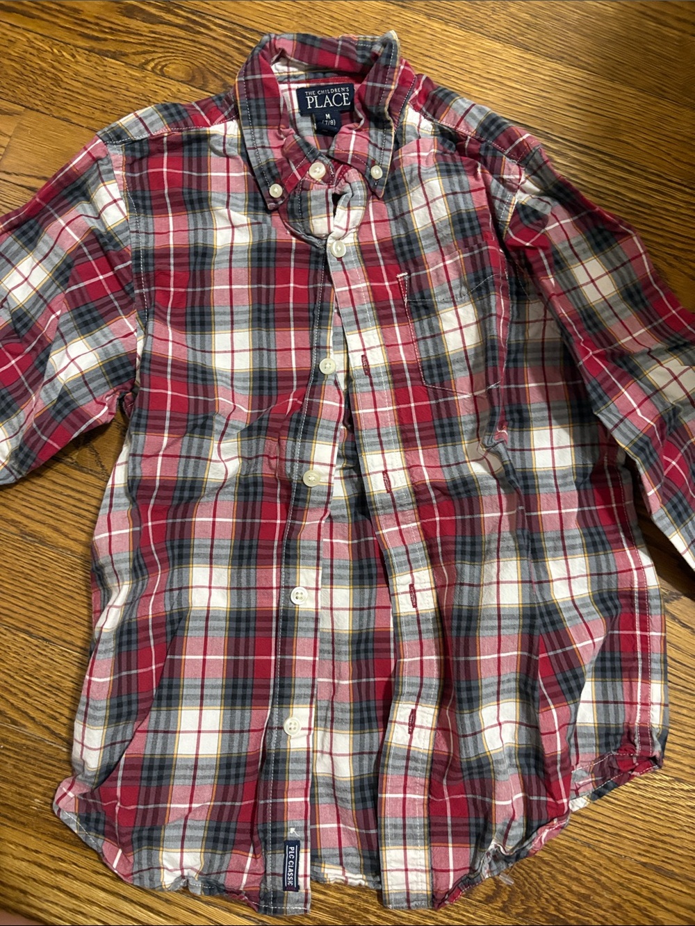 The Children's Place Red Navy White Plaid Button-Down Shirt